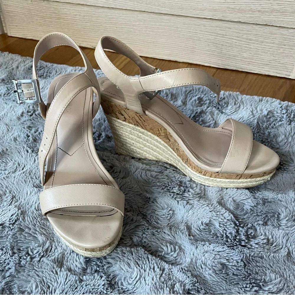 Charles By Charles David Light Beige Espadrille Wedge Sandals